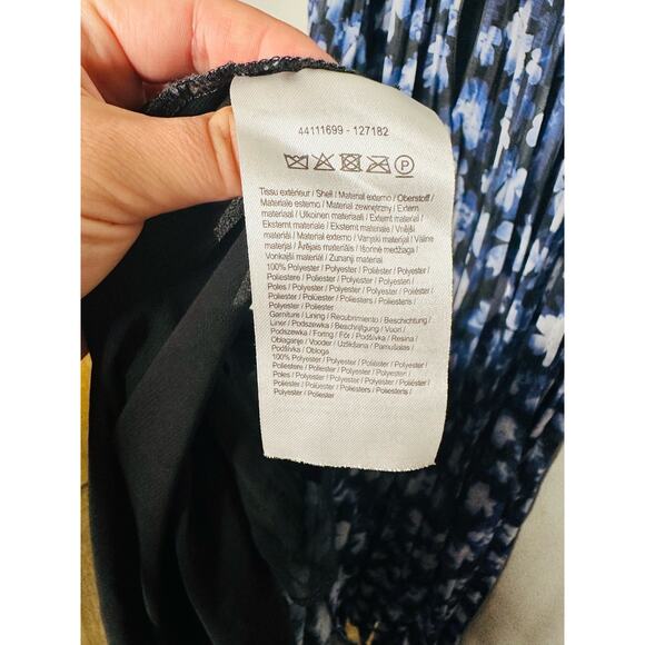 ML MONIQUE LHUILLIER Blue Black Melanie V-Neck Maxi Chiffon Dress size 6 - Picture 9 of 11